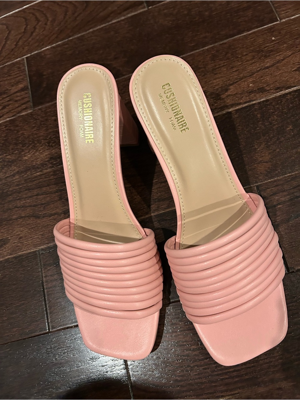 Cushionaire Pink Ribbed Slide Sandals NEW